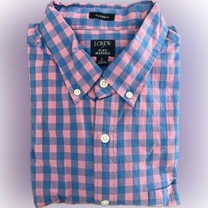 NWT JCrew Men’s casual flex gingham button down. Size L
